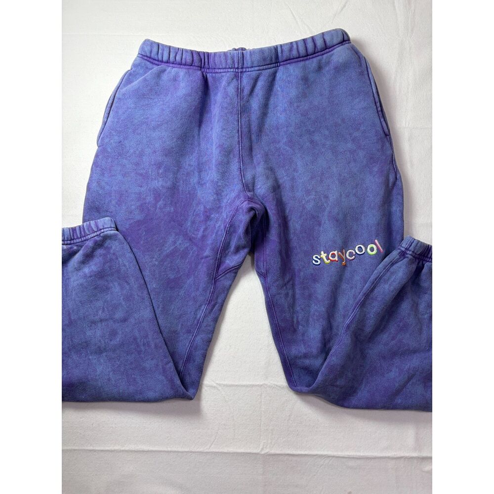 Staycool NYC Purple Mineral Wash Heavyweight Sweatpants Embroidered Joggers M